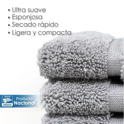 Toalla Facial Microfibra 30X30 Cm Gris Plata: imagen 4