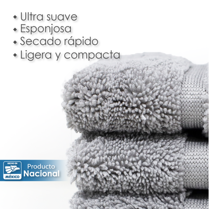 Toalla Facial Microfibra 30X30 Cm Gris Plata