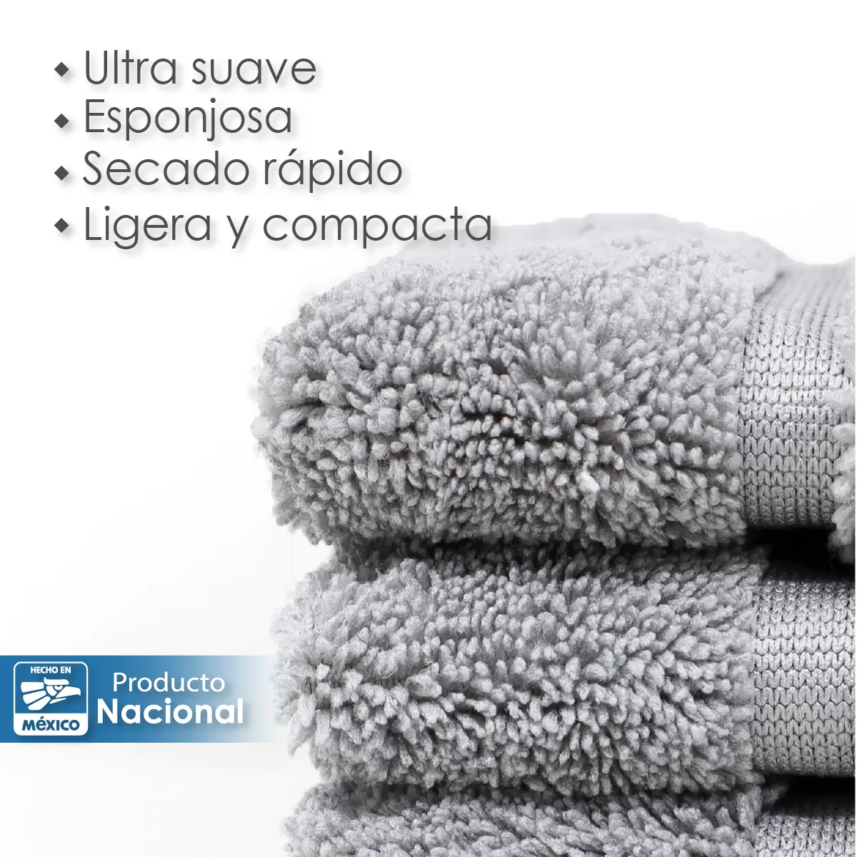 Toalla Facial Microfibra 30X30 Cm Gris Plata: imagen 4