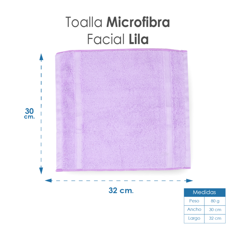 Toalla Facial Microfibra 30X30 Cm Lila