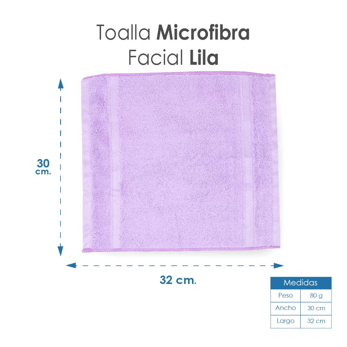 Toalla Facial Microfibra 30X30 Cm Lila: imagen 2