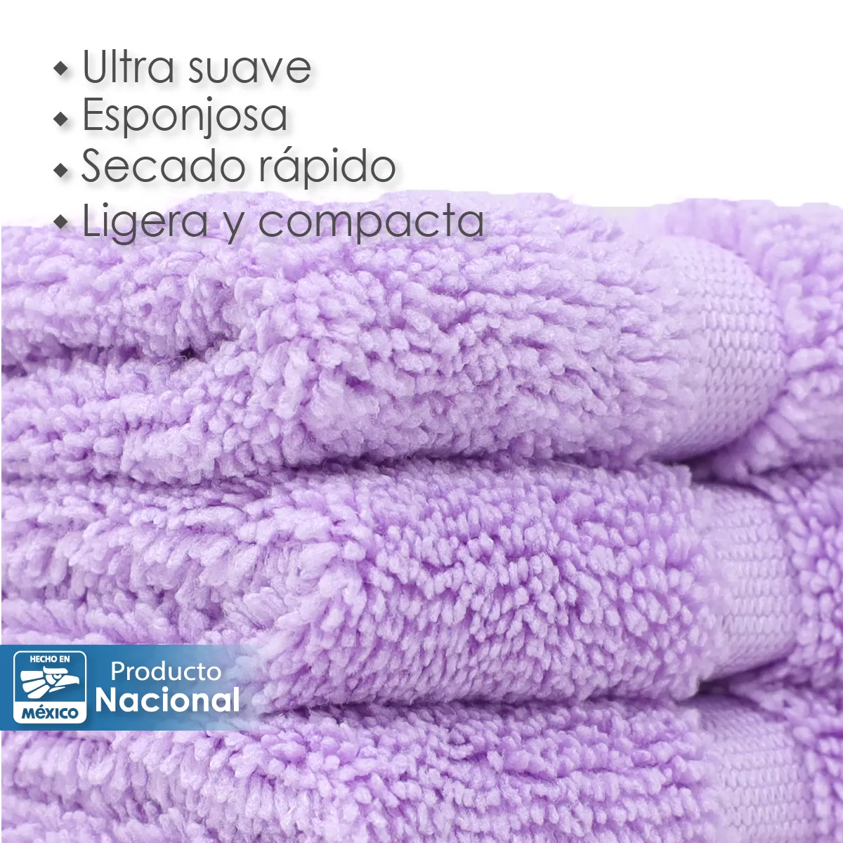Toalla Facial Microfibra 30X30 Cm Lila: imagen 4