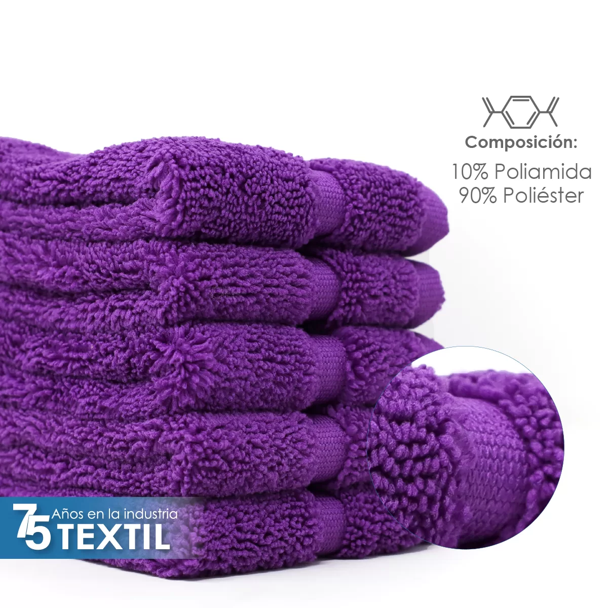 Toalla Facial Microfibra 30X30 Cm Morado: imagen 3