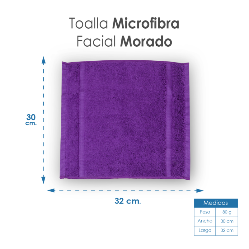 Toalla Facial Microfibra 30X30 Cm Morado