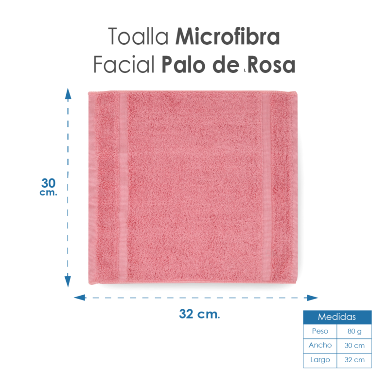 Toalla Facial Microfibra 30X30 Cm Palo de Rosa