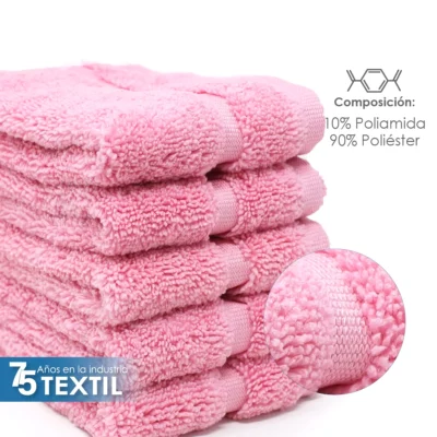 Toalla Facial Microfibra 30X30 Cm Rosa Pastel: imagen 3