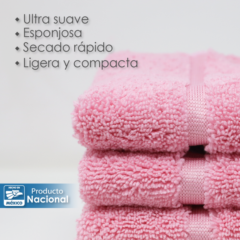 Toalla Facial Microfibra 30X30 Cm Rosa Pastel