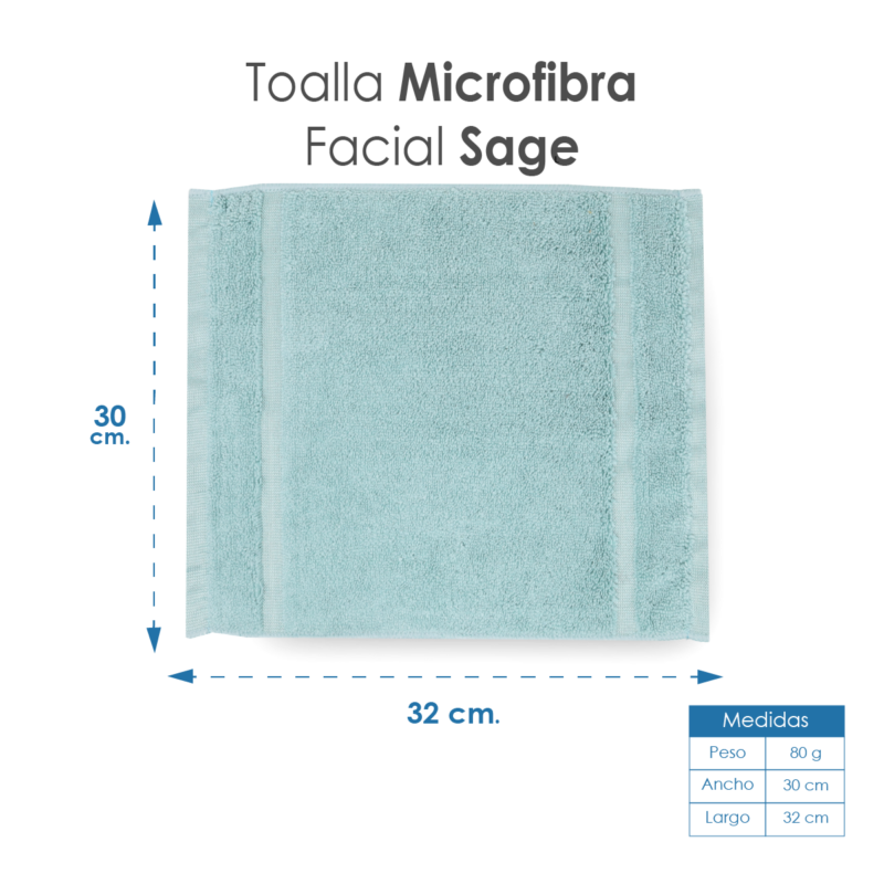 Toalla Facial Microfibra 30X30 Cm Sage