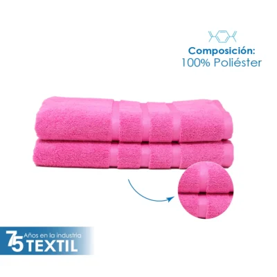 Toalla Microfibra Baño Completo 90X152 Color Fiusha: imagen 3