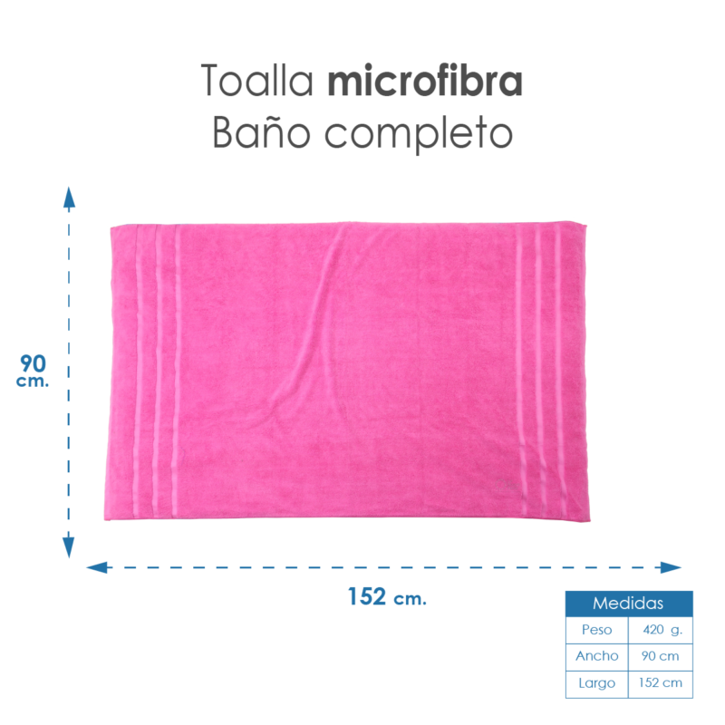 Toalla Microfibra Baño Completo 90X152 Color Fiusha