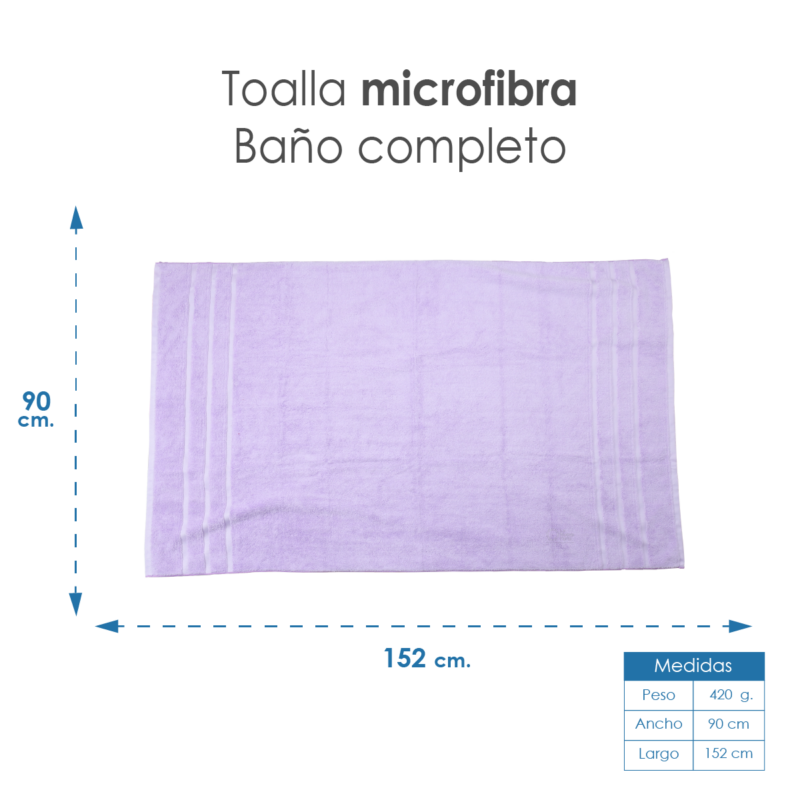 Toalla Microfibra Baño Completo 90X152 Color Lila