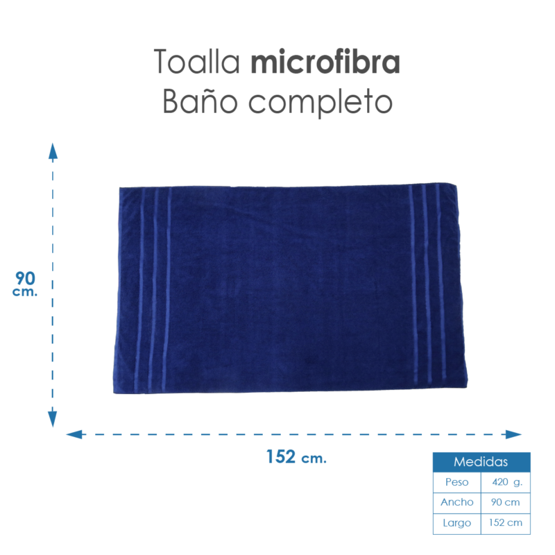 Toalla Microfibra Baño Completo 90X152 Color Azul Marino