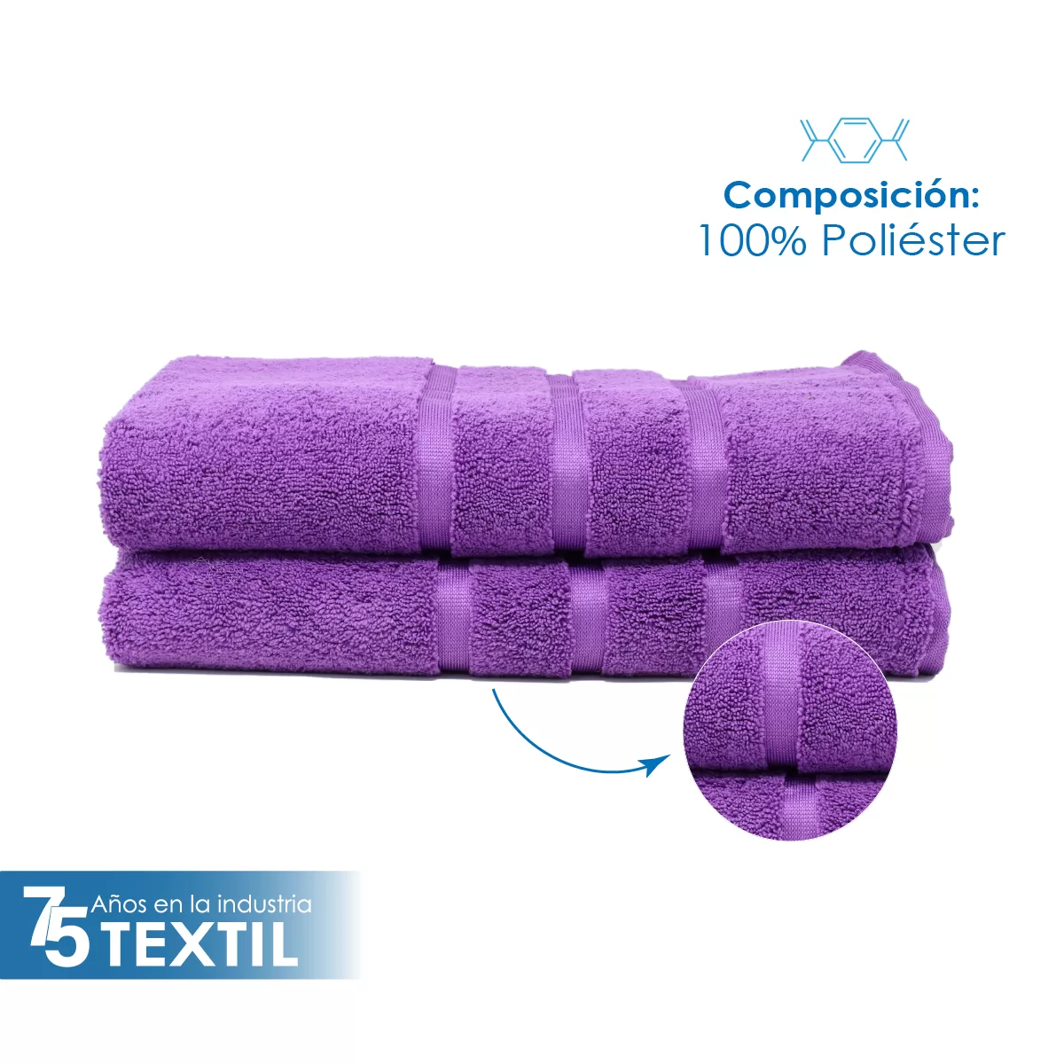 Toalla Microfibra Baño Completo 90X152 Color Morado: imagen 3