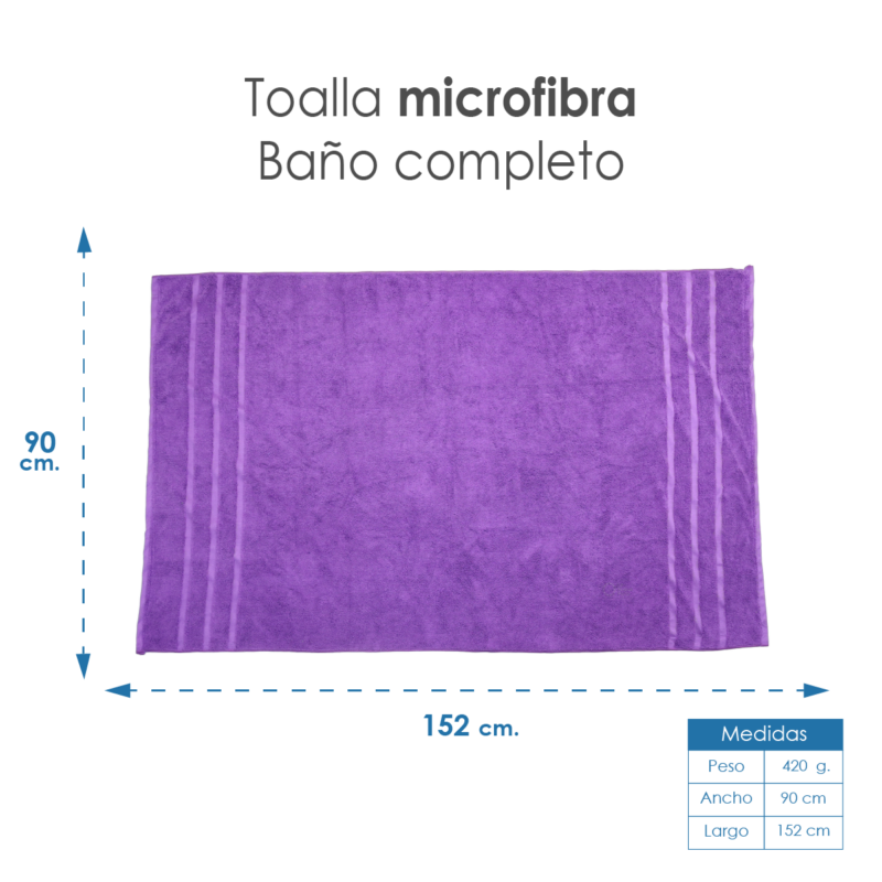 Toalla Microfibra Baño Completo 90X152 Color Morado