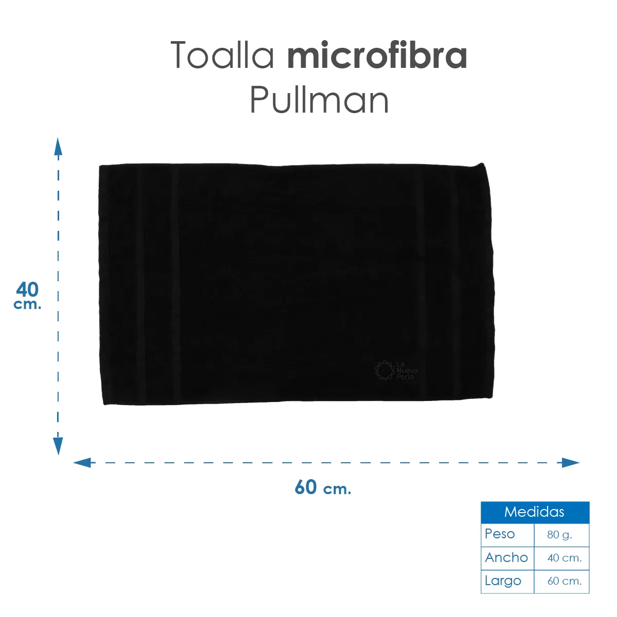 Toalla Microfibra Pullman 40X60 Color Negro: imagen 2