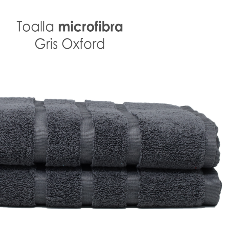 Toalla Microfibra Baño Completo 90X152 Color Gris Oxford