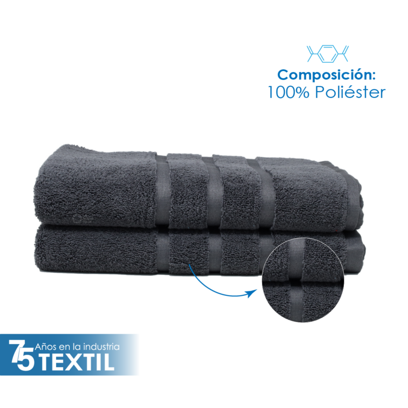 Toalla Microfibra Baño Completo 90X152 Color Gris Oxford