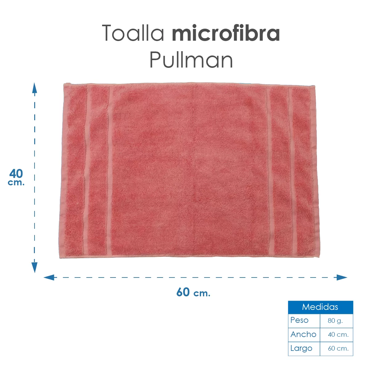 Toalla Microfibra Pullman 40X60 Color Palo de Rosa: imagen 2
