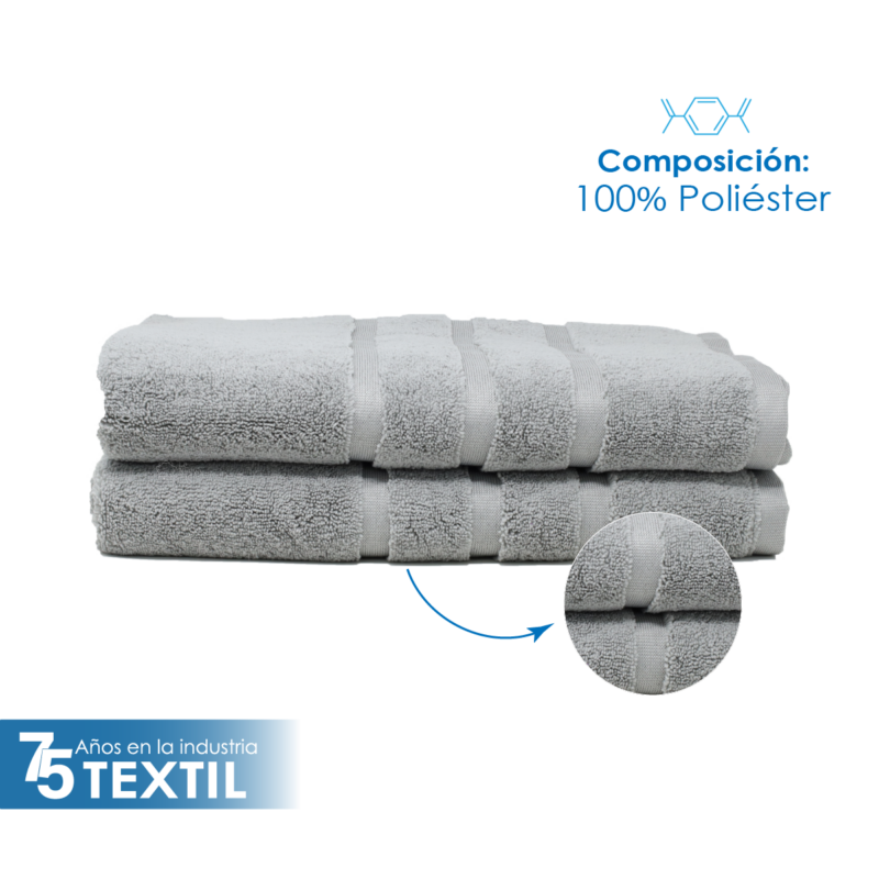 Toalla Microfibra Baño Completo 90X152 Color Gris Plata
