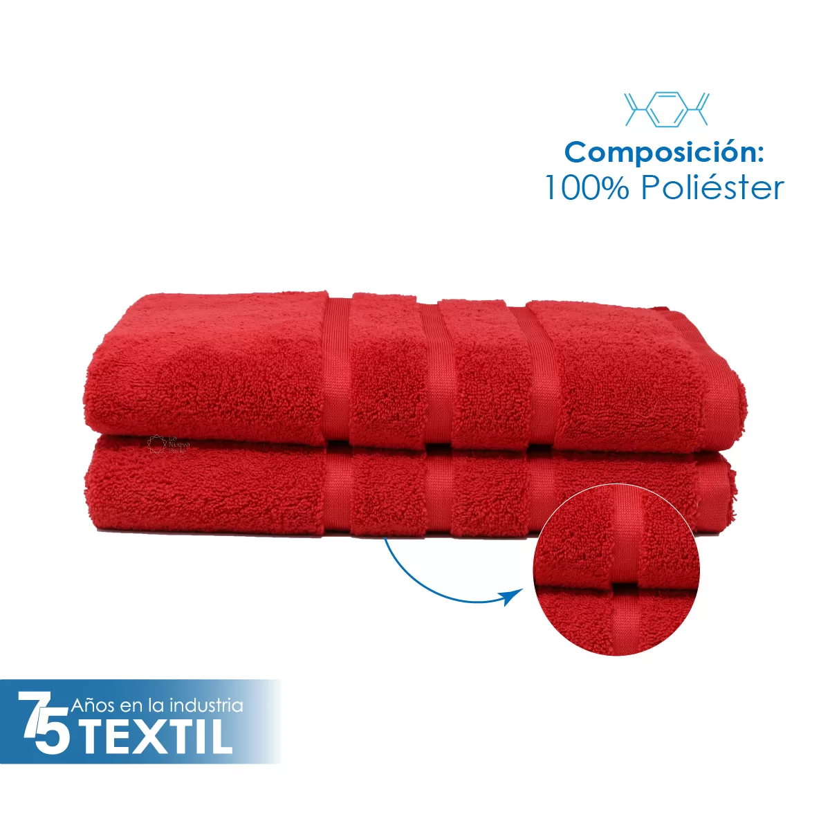 Toalla Microfibra Baño Completo 90X152 Color Rojo: imagen 3
