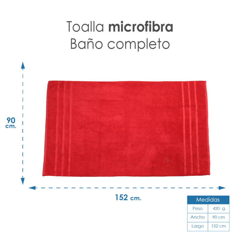 Toalla Microfibra Baño Completo 90X152 Color Rojo
