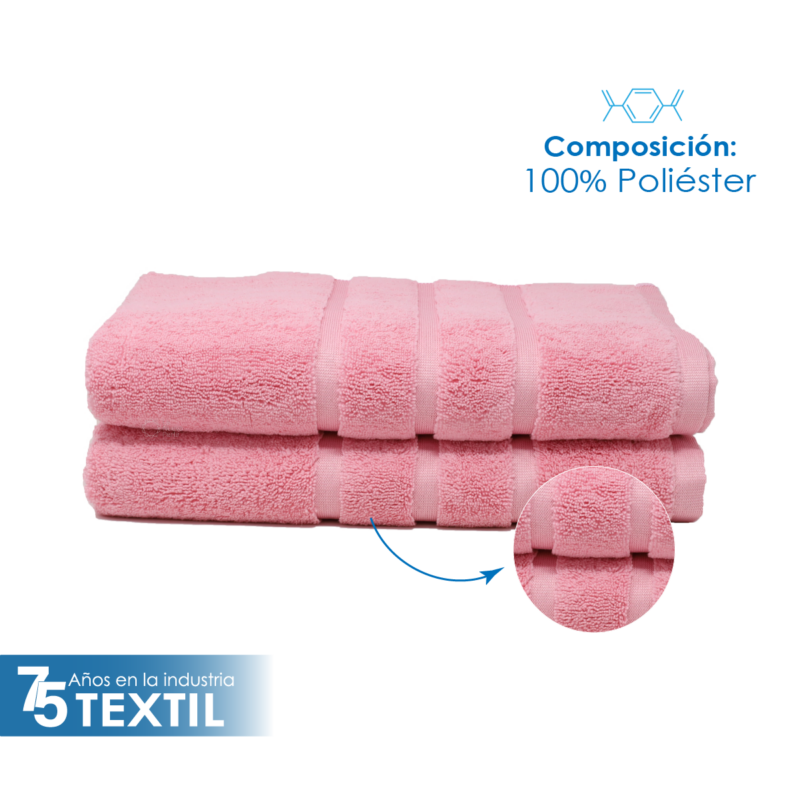 Toalla Microfibra Baño Completo 90X152 Color Rosa Pastel