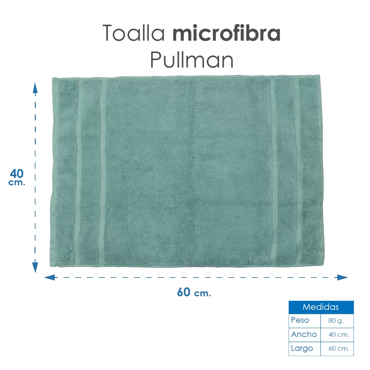 Toalla Microfibra Pullman 40X60 Color Sage: imagen 2
