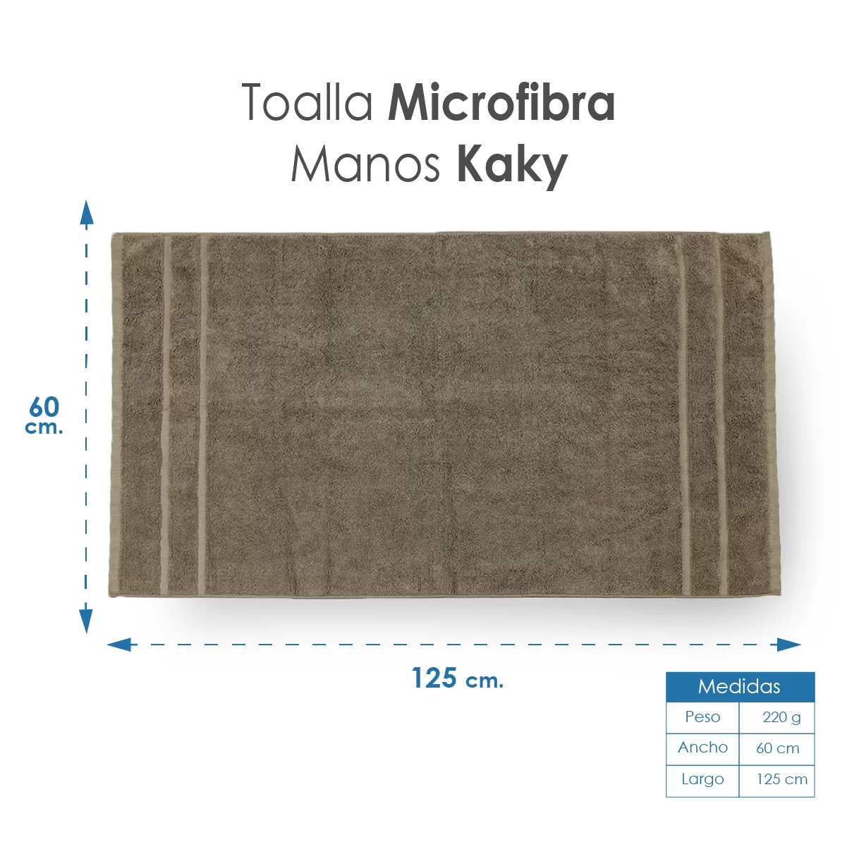Toalla Microfibra Manos 60X125 Color Kaky: imagen 2