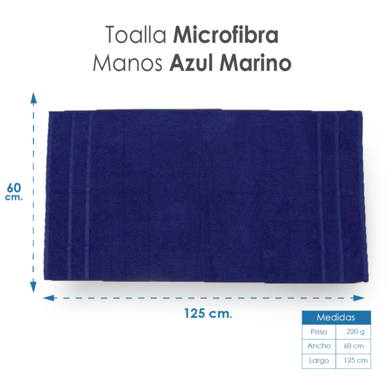 Toalla Microfibra Manos 60X125 Color Azul Marino