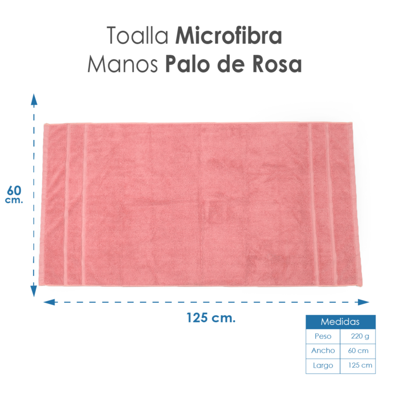 Toalla Microfibra Manos 60X125 Color Palo de Rosa