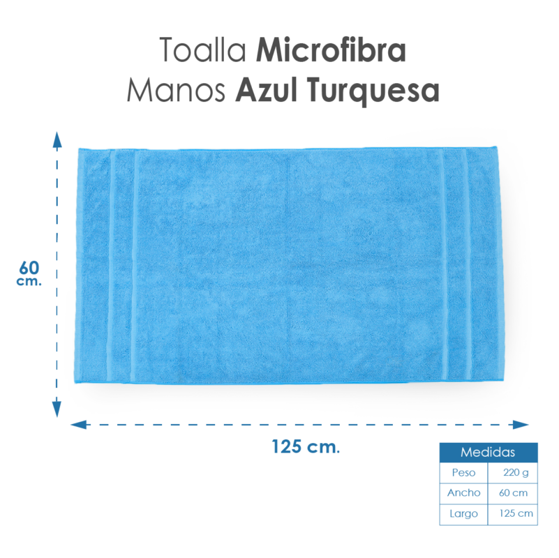 Toalla Microfibra Manos 60X125 Color Turquesa