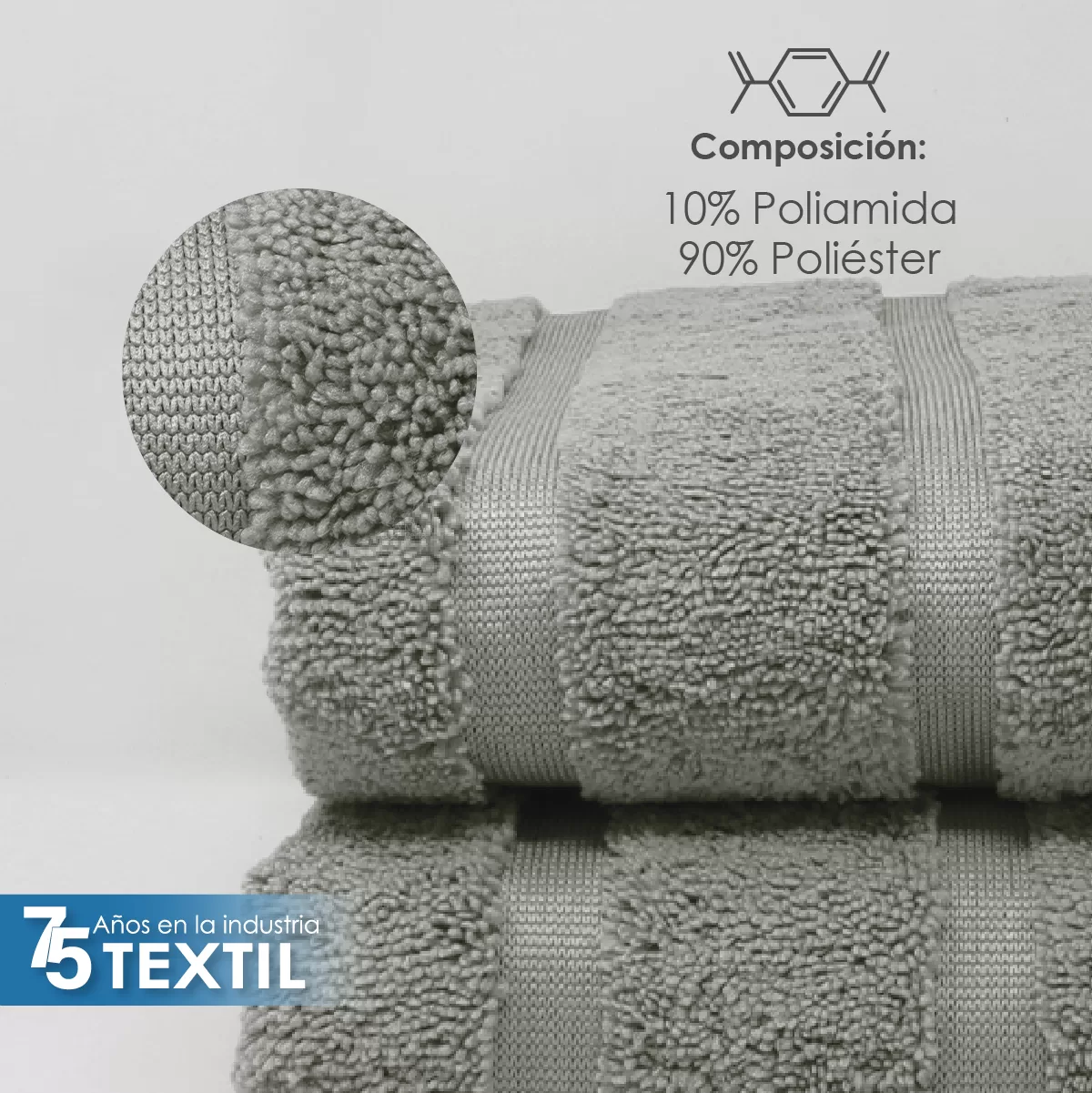 Toalla Microfibra Manos 60X125 Color Gris Perla: imagen 3