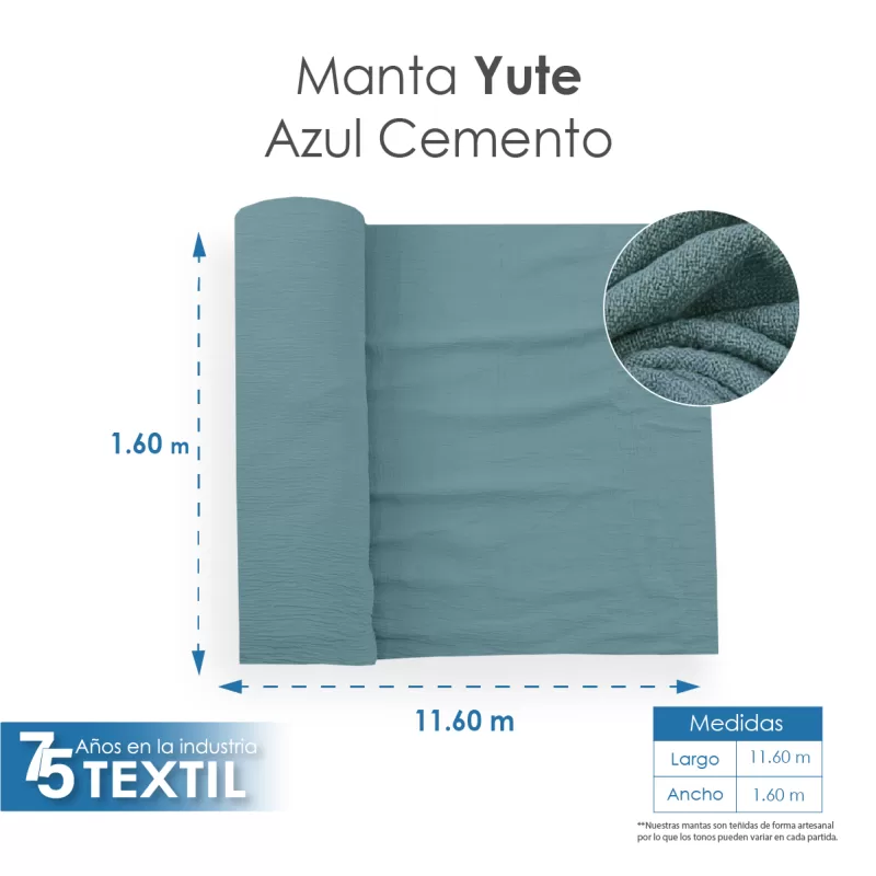 Yute Mérida 1.40 M ancho Azul Cemento