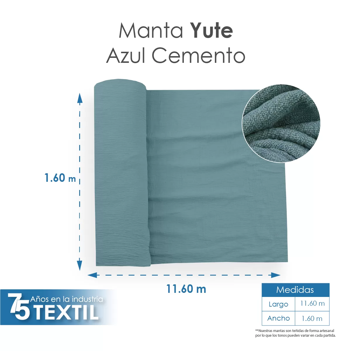 Yute Mérida 1.40 M ancho Azul Cemento: imagen 3