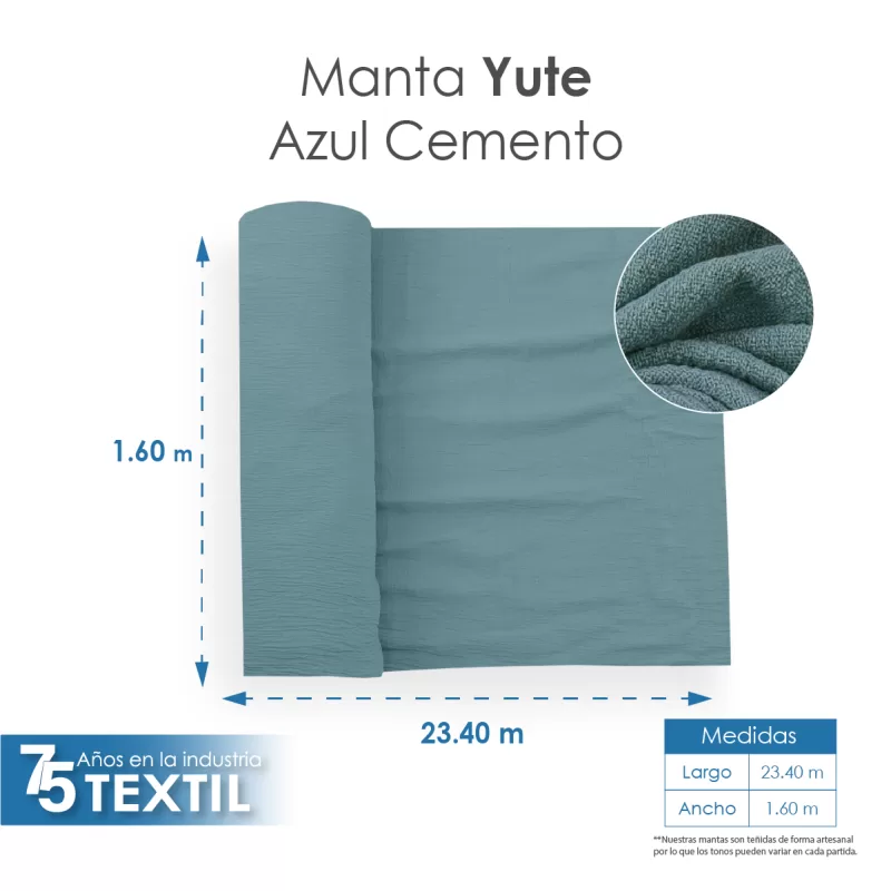 Yute Mérida 1.40 M ancho Azul Cemento