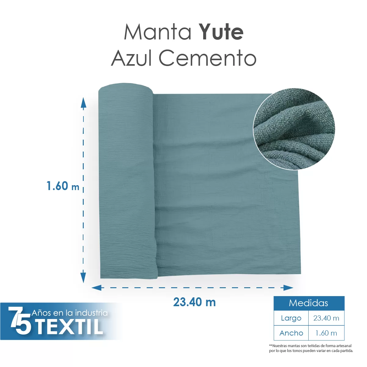 Yute Mérida 1.40 M ancho Azul Cemento: imagen 2