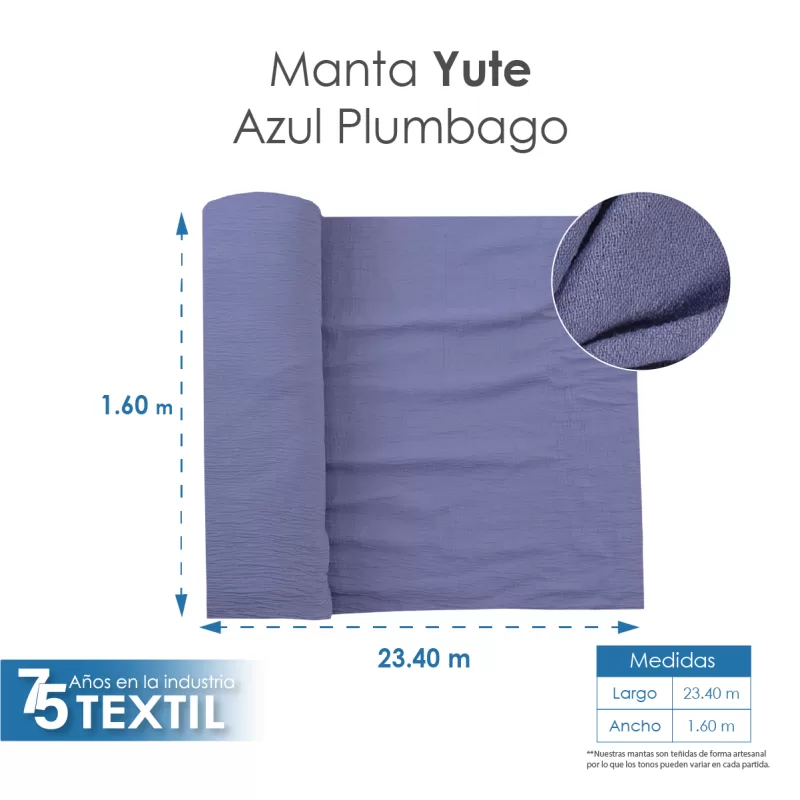 Yute Mérida 1.40 M ancho Azul Plumbago