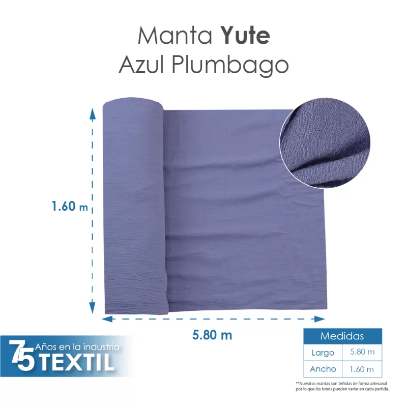Yute Mérida 1.40 M ancho Azul Plumbago