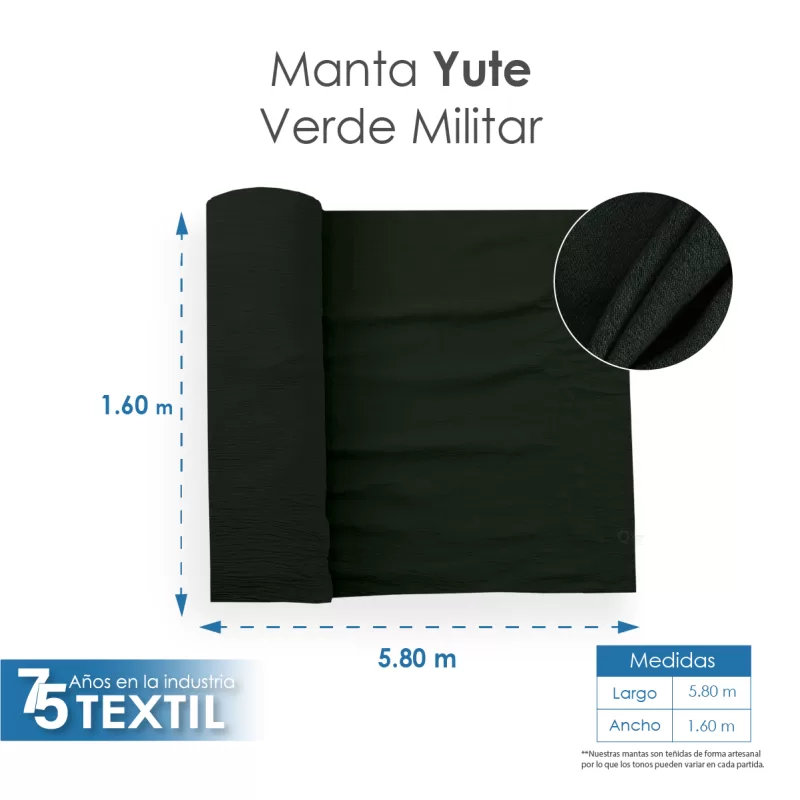 Yute Mérida 1.40 M ancho Verde Militar