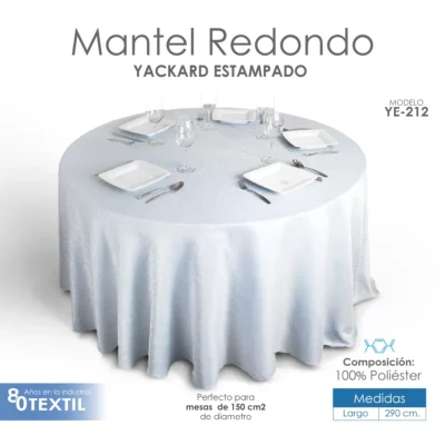Mantel Yackard Redondo YE-212 FRANCIA AZUL CIELO: imagen 2