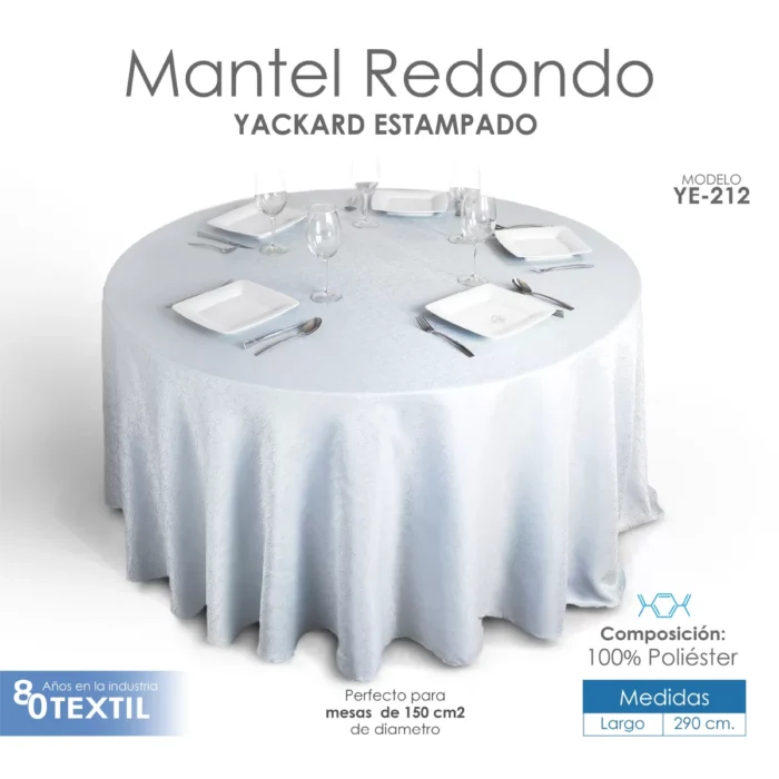 Mantel Yackard Redondo YE-212 FRANCIA AZUL CIELO