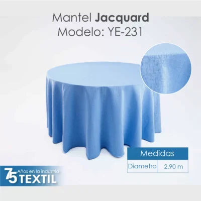 Mantel Yackard Redondo YE-231 VENECIA AZUL CIELO: imagen 2