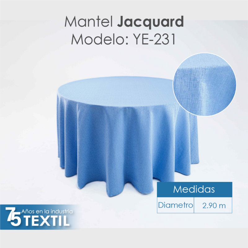Mantel Yackard Redondo YE-231 VENECIA AZUL CIELO