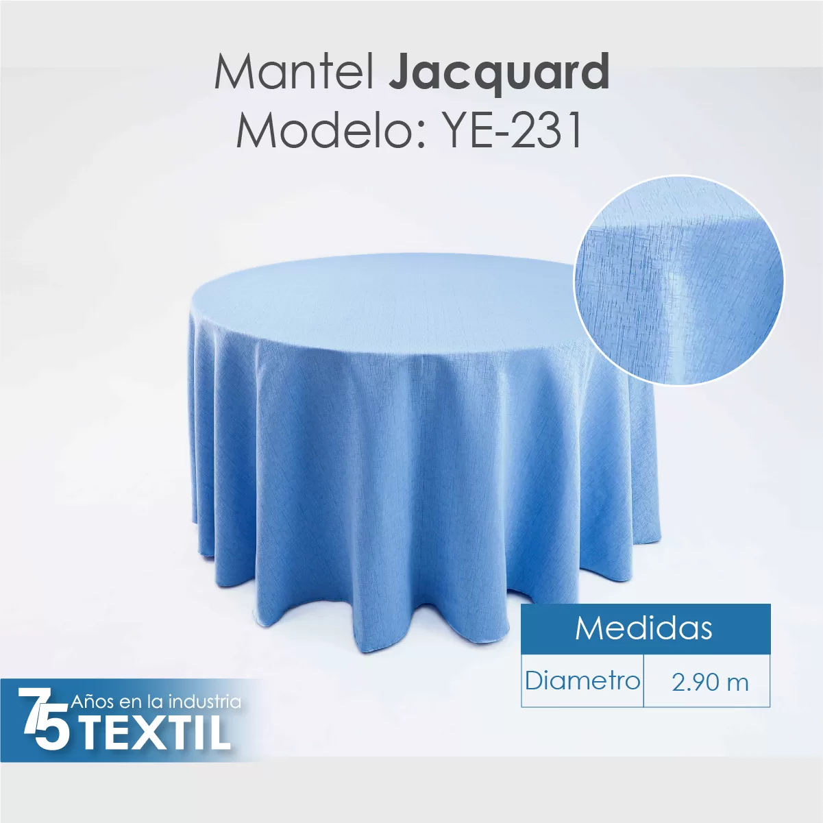 Mantel Yackard Redondo YE-231 VENECIA AZUL CIELO: imagen 2