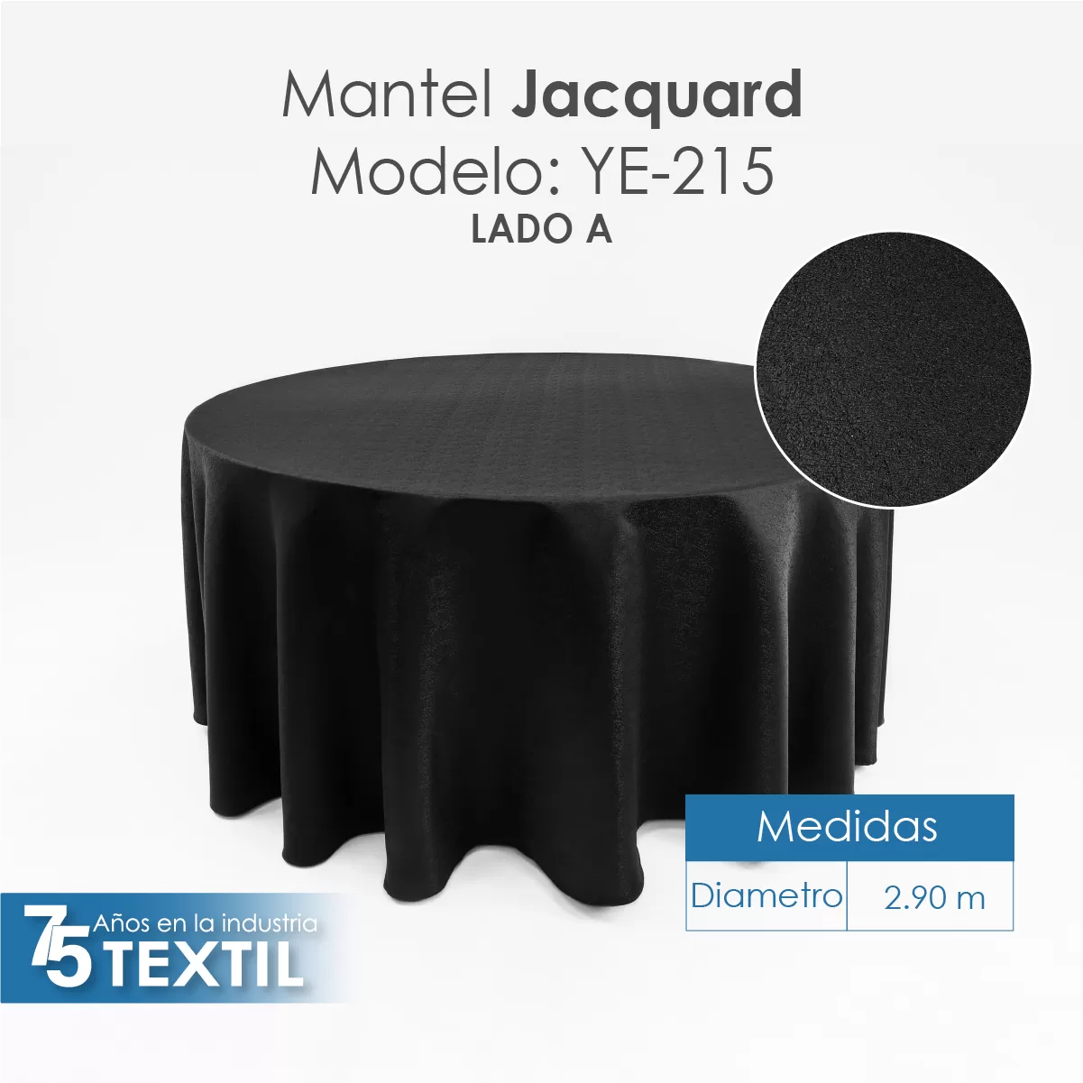 Mantel Yackard Redondo YE-215 FRANCIA NEGRO: imagen 2