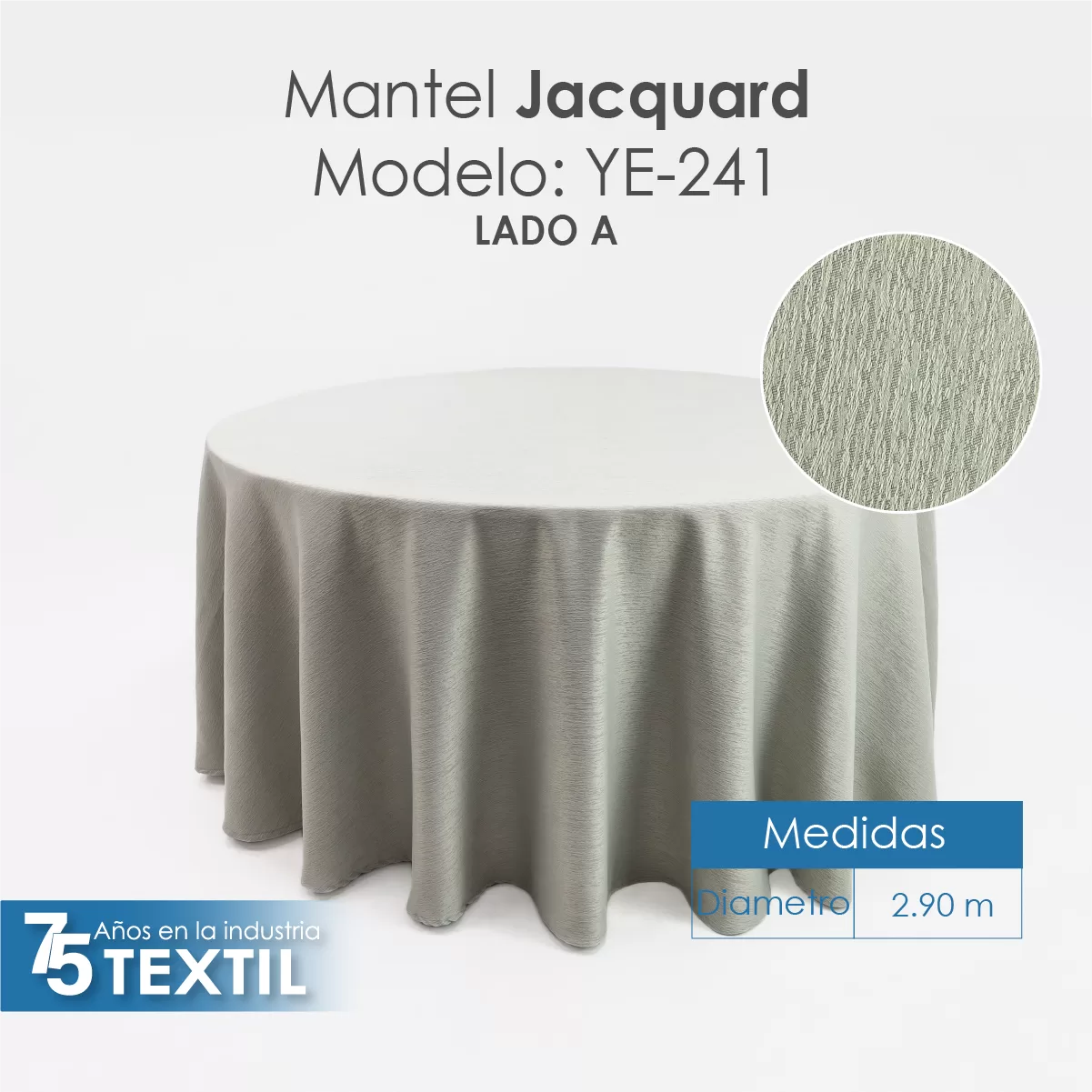 Mantel Yackard Redondo YE-241 OLIMPIA GRIS PLATA: imagen 2