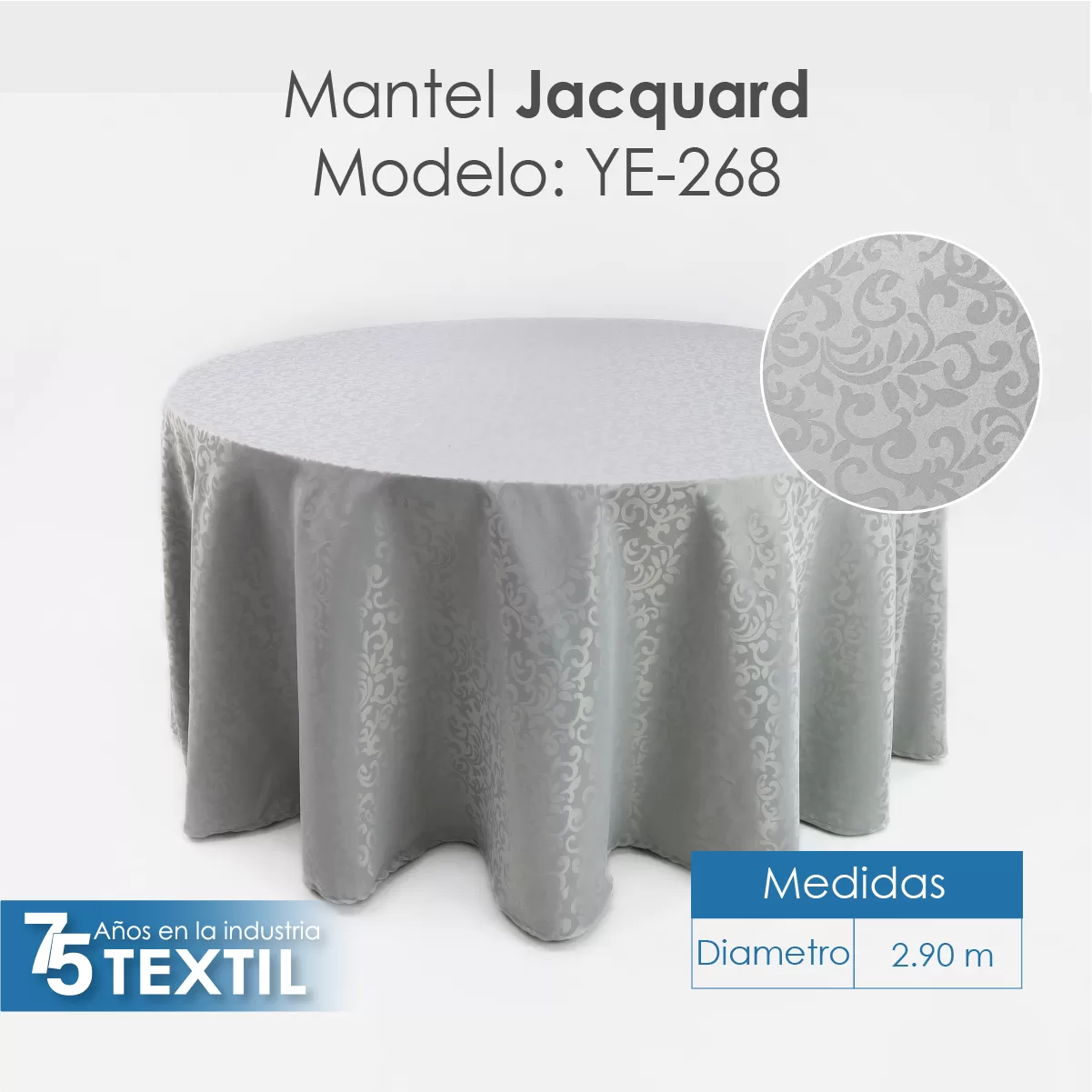 Mantel Yackard Redondo YE-268 PLATA: imagen 2
