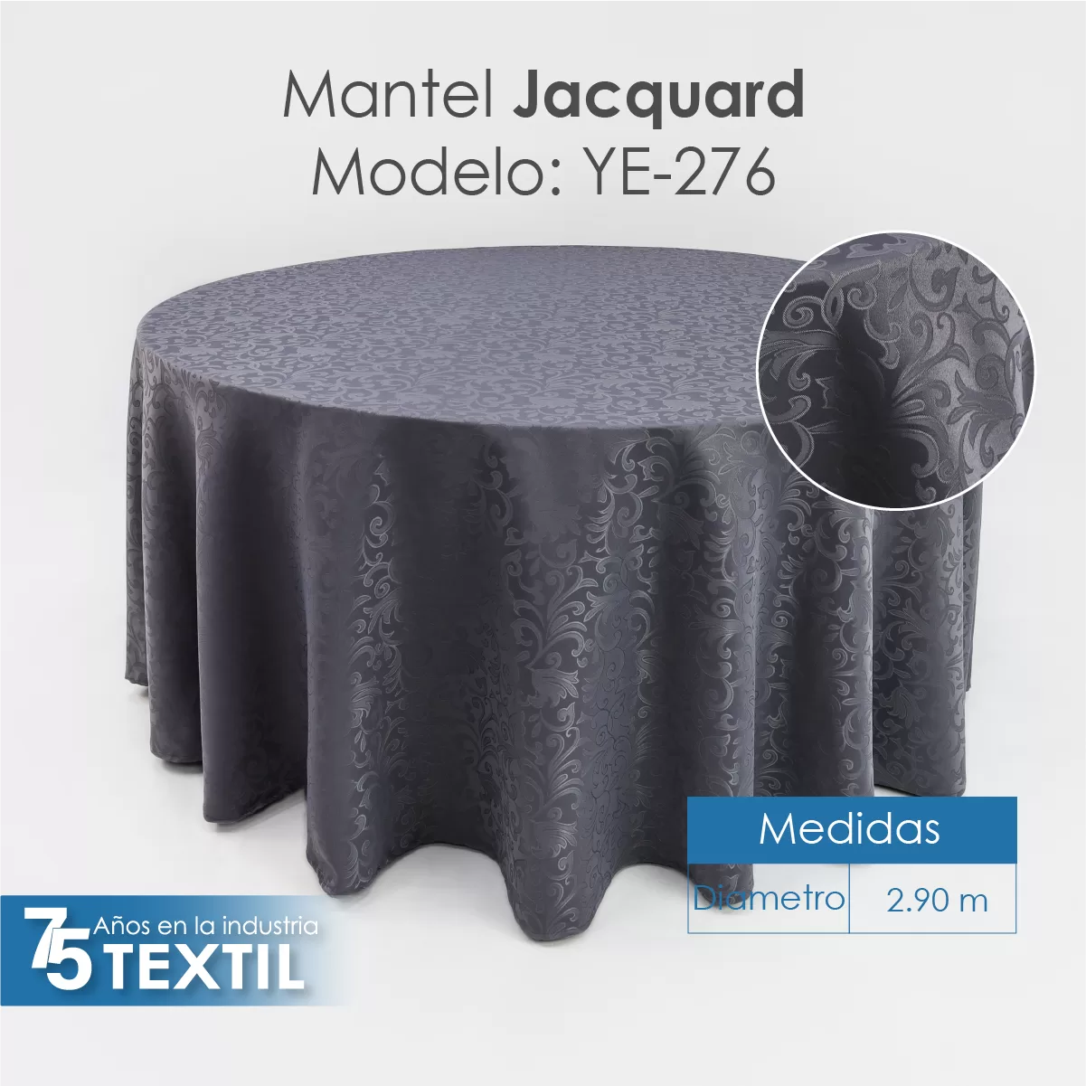 Mantel Yackard Redondo YE-276 GRIS OXFORD: imagen 2