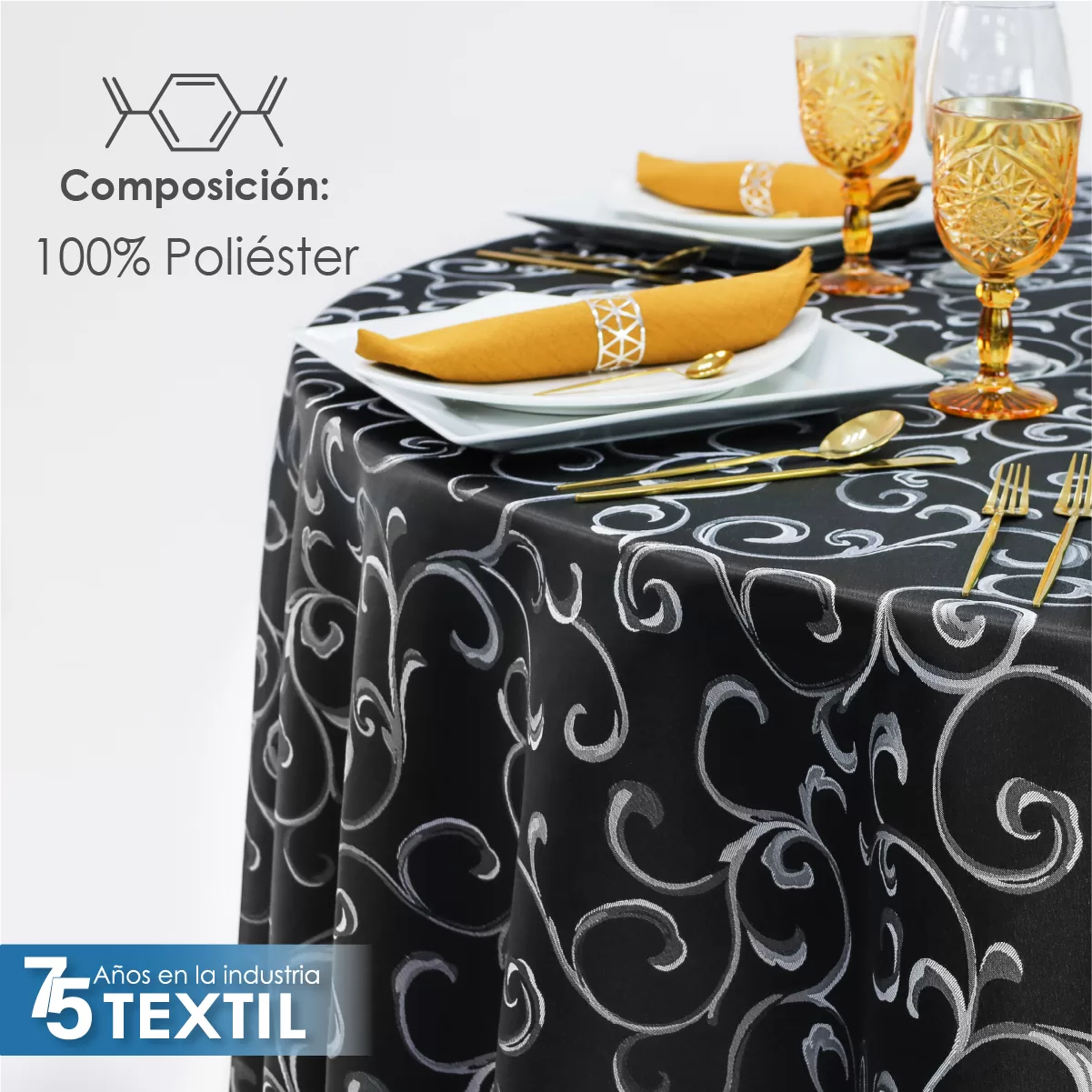 Mantel Yackard Redondo YE-264 NEGRO: imagen 3