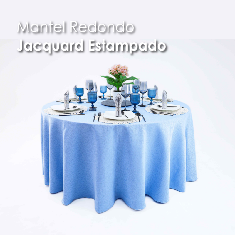 Mantel Yackard Redondo YE-231 VENECIA AZUL CIELO